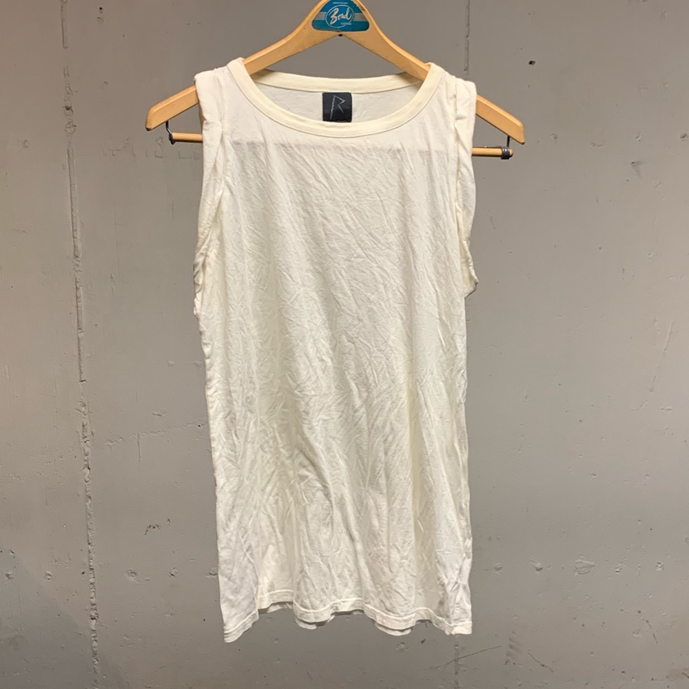 Rihanna River Island Cream white Sleeveless Shirt